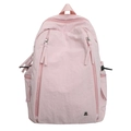 Mochila minimalista de nailon rosa claro con múltiples bolsillos con cremallera para mujer - Rosa