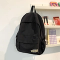 Minimalistischer schwarzer Canvas-Rucksack mit großem Fassungsvermögen für Studenten - Schwarz - Ohne Anhänger