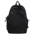 Minimalist black nylon backpack with multi-pocket design and lightweight matte finish - Black