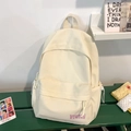 Minimalistischer cremeweißer Canvas-Rucksack mit lila Logo und großem Fassungsvermögen - Weiß ohne Anhänger