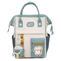 Sac à dos décontracté en toile beige et vert menthe avec mini porte-monnaie - Vert