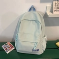 Minimalistischer hellblauer Schulrucksack mit einfarbigem Design und vorderer Reißverschlusstasche - Hellblau (Ohne Anhänger)