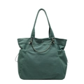 Deep green large capacity tote bag with woven rope detail and durable canvas material - Green