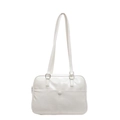 Creamy white high-quality retro shoulder bag with dual straps and front button pocket - Off White
