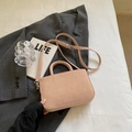 Borsa a mano quadrata albicocca minimalista con manico e tracolla sottile regolabile - Rosa - Senza Pendente