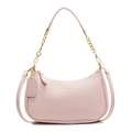 Bolso rosa de textura trenzada con cadena dorada y detalles de marca elegantes - Rosa