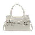 Piccola borsa quadrata bianco crema chic con fiocco decorativo e dettagli in metallo argento - Bianco Sporco
