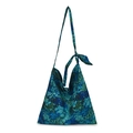 Borsa tote floreale blu con tracolla annodata e design casual minimalista - Stile Tracolla Lunga / Verde