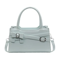 Borsa a mano quadrata verde chiaro con fiocco decorativo e fibbia in metallo elegante - Blu