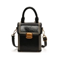 Borsa a scatola nera minimalista con chiusura dorata vintage e cuciture a contrasto - Nero