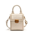 Borsa a mano retrò color crema con chiusura in metallo dorato e tracolla rimovibile - Bianco