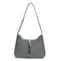 Light blue woven underarm bag with silver metallic buckle and leather chain strap - Light Blue
