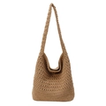 Handwoven khaki crochet tote bag with a soft silhouette and hollow weave details - Khaki
