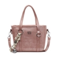 Pink fashion bucket bag with metal letters and woven charm for women's crossbody wear - Pink (With Silver Bell Braided Rope)