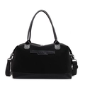 Borsa tote in tela e pelle nera con doppi manici e tracolla rimovibile - Nero