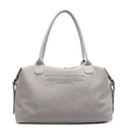 Grande borsa tote grigio chiaro in pelle opaca con tracolla robusta per viaggio - Grigio