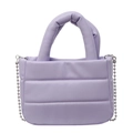 Borsa a secchiello trapuntata viola chiaro con tracolla a catena e manico - Viola