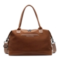 Brown large capacity tote bag with NINGJIA leather patch and adjustable strap - Brown