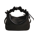 Elegante borsa a cuscino nera con manico arricciato dal design minimalista e pelle morbida - Nero