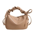 Elegante borsa a mano nuvola cachi a pieghe con manico arricciato e coulisse - Cachi