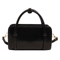 Elegante zwarte laks lederen handtas met glanzende afwerking en gouden metalen details - Zwart - Zonder Hanger