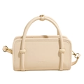 Elegante crèmewitte rechthoekige crossbodytas met CLEARDK-logo en goudkleurige metalen details - Wit zonder Hanger