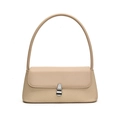 Elegante borsa baguette beige con trama intrecciata a contrasto e chiusura in metallo - Albicocca