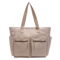 Tragetasche aus hellem khakifarbenem Canvas mit mehreren Fronttaschen und großem Volumen - Khaki