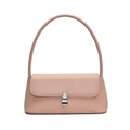 Sac sous le bras rose poudré avec texture en cuir tressé et boucle argentée - Rose Gelée