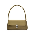 Sac sous le bras minimaliste vert olive en cuir lisse avec détails de texture tissée - Vert orme