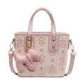 Sac seau rose pâle avec gaufrage en étoile et un charm de chiot assorti - Rose Avec Pendentif Chiot