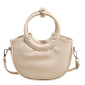 Bolso bandolera minimalista en forma de medialuna blanco crema con elegante asa redonda - Blanco Roto