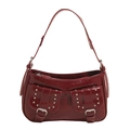 Borsa sottobraccio vintage in pelle verniciata bordeaux con borchie e stile Y2K - Rosso