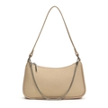 Borsa sottobraccio intrecciata beige con catena d'argento e tracolla in pelle - Albicocca