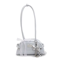 Sac hobo bleu clair avec nœud en dentelle blanche et pendentif papillon argenté - Bleu (Avec Charme Cœur Nœud)