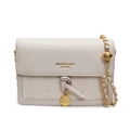 Borsa a tracolla beige goffrata con catena dorata e fibbia a sfera dorata regolabile - Bianco Sporco