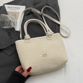 Elegante borsa a secchiello bianco crema con motivi a cartoni animati e tracolla - Bianco Sporco - Senza Pendente