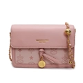 Borsa a tracolla quadrata in ecopelle rosa con motivo a stelle e catena d'oro regolabile - Rosa