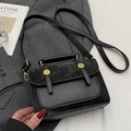 Elegante zwarte crossbodytas van PU-leer en suède met goudkleurige metalen gespen - Zwart - Zonder Hanger