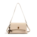 Minimalistische beigefarbene Achseltasche aus Ölwachsleder mit goldener Schnalle - Khaki
