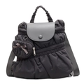 Dark grey pleated backpack for women with heart charm and light grey top flap detail - Gray