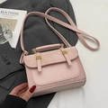 Roze PU-lederen vierkante handtas met matte textuur flap en goudkleurige details - Roze - Zonder Hanger