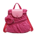 Dark pink pleated backpack with matching heart-shaped mini bag and ruffled handle - Rose Red