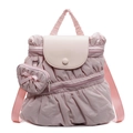 Pink pleated nylon backpack with heart charm and ruffled top handle for casual style - Light Pink