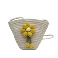 Süße cremeweiße gewebte Beuteltasche für Mädchen mit 3D-Sonnenblumen-Dekoration - Gebrochenes Weiß