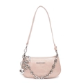 Sac bandoulière rose en demi-lune avec chaîne argentée, boule et breloque chien ballon - Rose + Charme de Chien Ballon