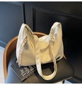 Cream white vintage large hobo bag in soft PU leather with tennis racket pendant - With Pendant / Off White