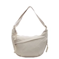 Minimalist beige nylon crescent crossbody bag with adjustable strap and zip detail - Off White