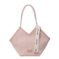 Bolso tote rosa minimalista con corte en V, cinta de contraste y correas finas de hombro - Rosa