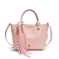 Borsa a secchiello rosa con motivi a rilievo, manico superiore e tracolla casual - Rosa